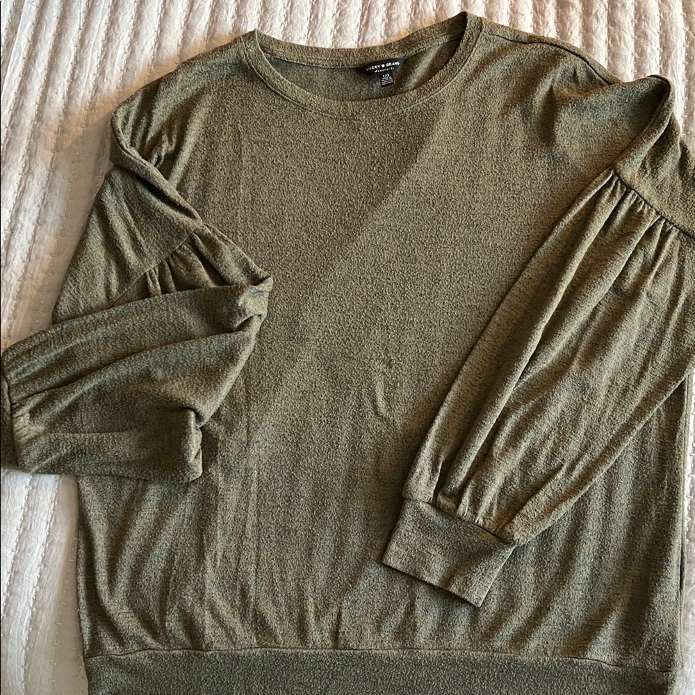 Lucky Brand Heathered Green Knit Top